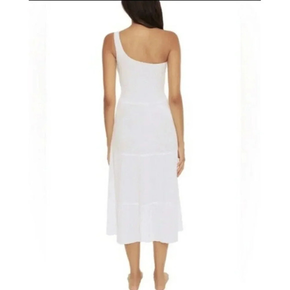 Becca by Rebecca M Virtue Ponza Smocked Dress One Shoulder Midi White Swim Cover - Picture 2 of 5